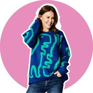 Dreamers  // Knit Dinosaur Sweater // Blue & Green